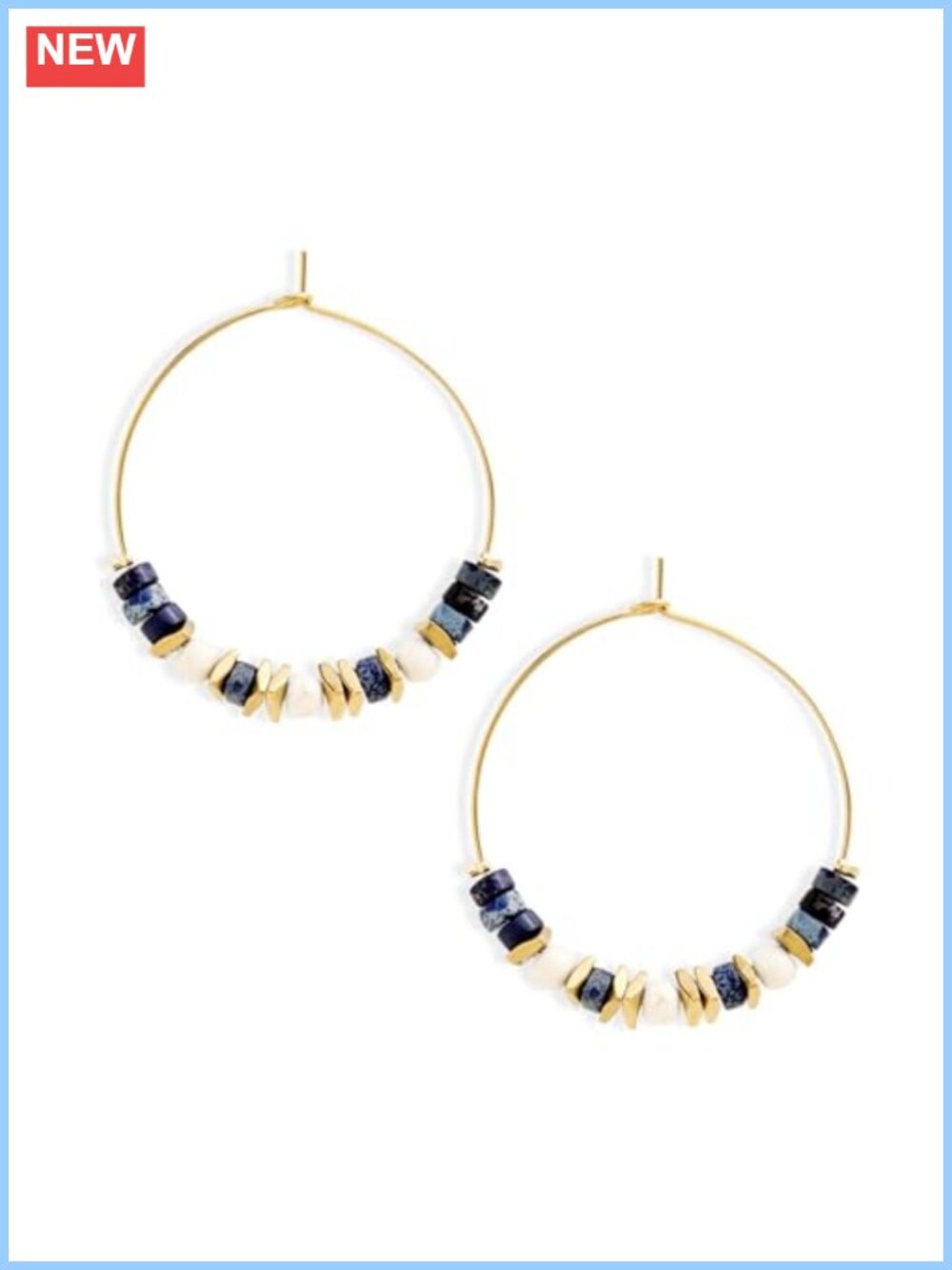 Natural Stone Beaded Hoop Earrings for Women Lightweight Hypoallergenic